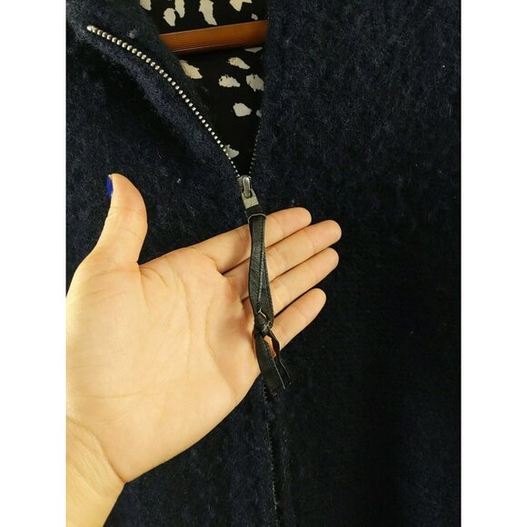 TSUMORI CHISATO Women's Navy Blue Coat Wool Ladies Zip Up Hooded Size 2 - Picture 5 of 13